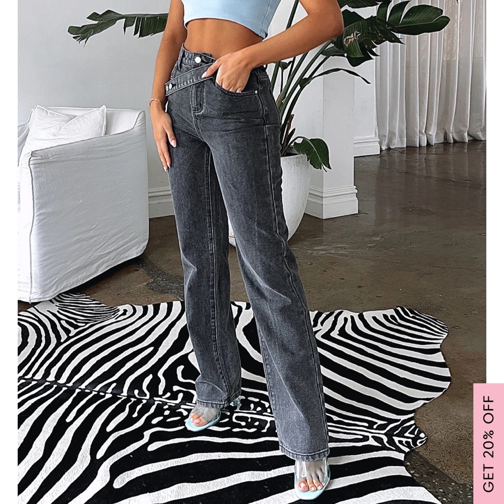 White Fox “enough of you jeans black acid wash”